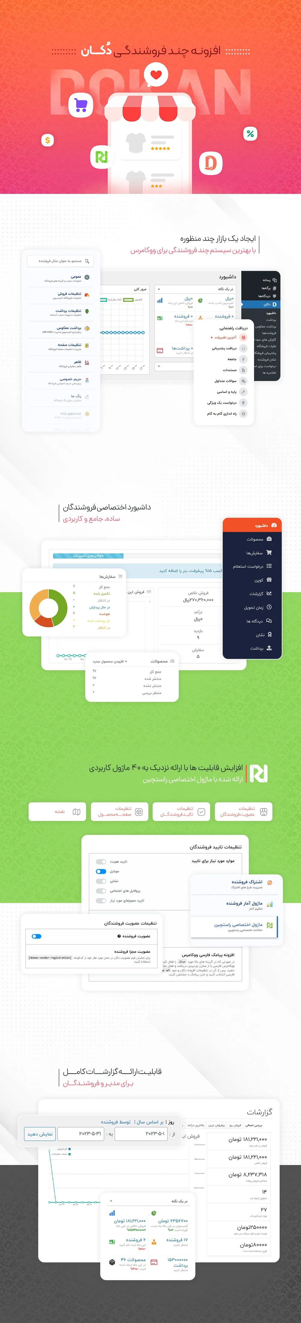 بررسی امکانات و قابلیت های افزونه دکان راست چین نسبت به افزونه Dokan مارکت های دیگر