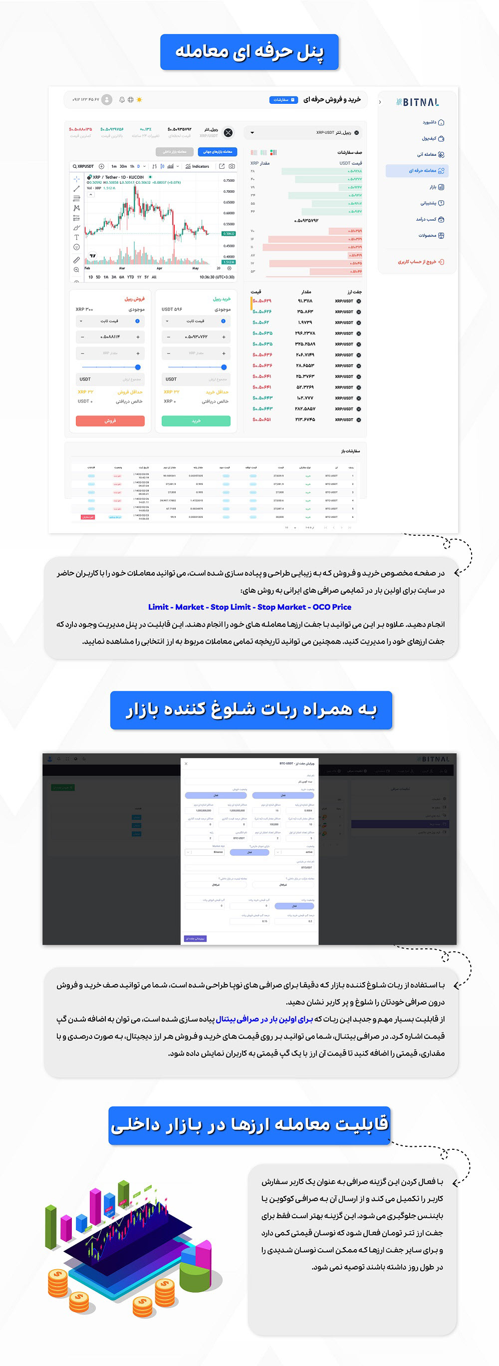 پنل حرفه ای معامله اسکریپت ارز دیجیتال بیتنال