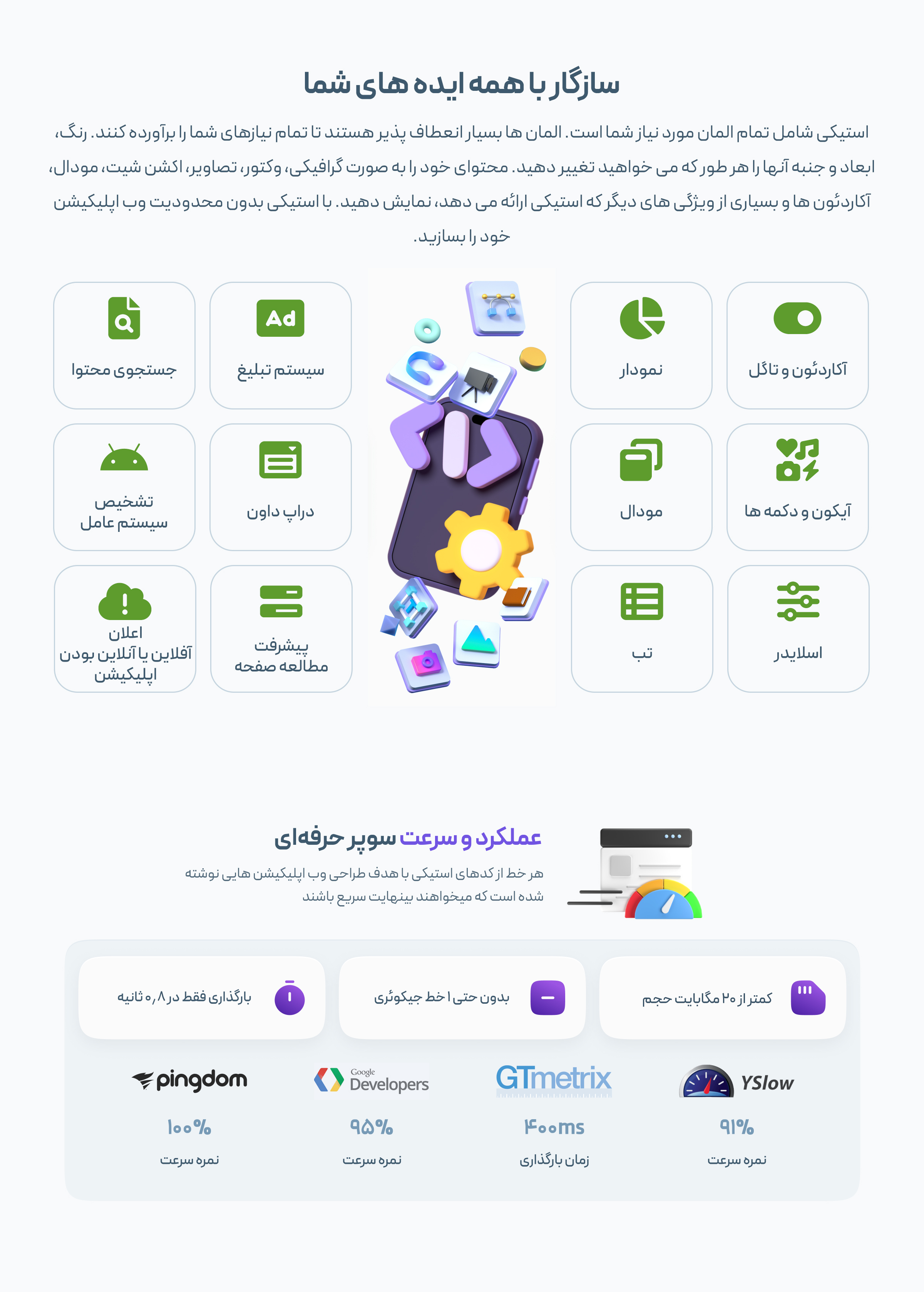 سازگاری بالا در قالب HTML وب اپلیکیشن استیکی موبایل