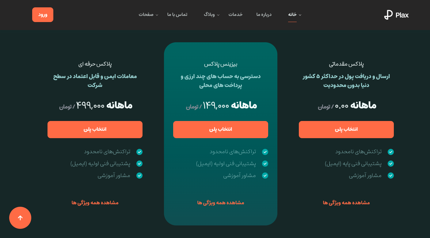 پلن های قیمتی در قالب شرکتی پلاکس
