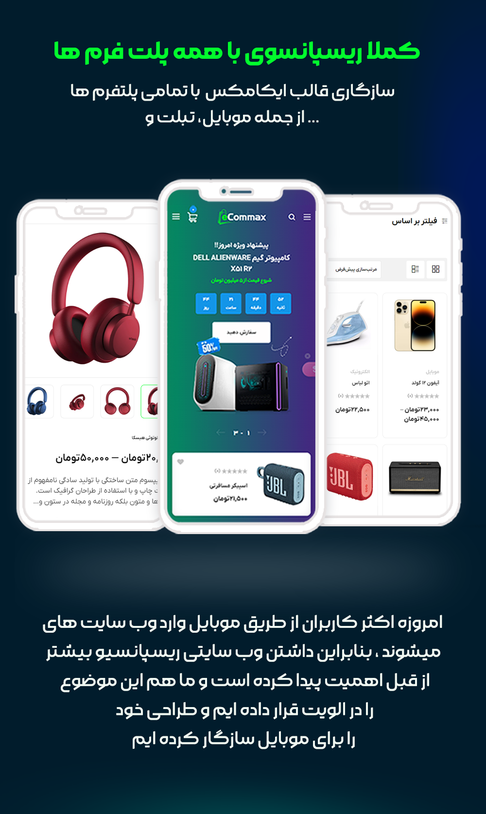 ریسپانسیو بودن قالب Ecommax