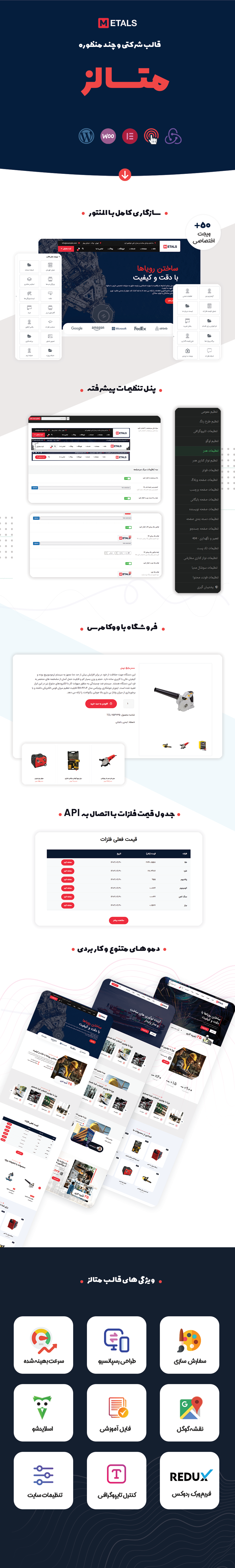 امکانات و قابلیت های قالب Metals