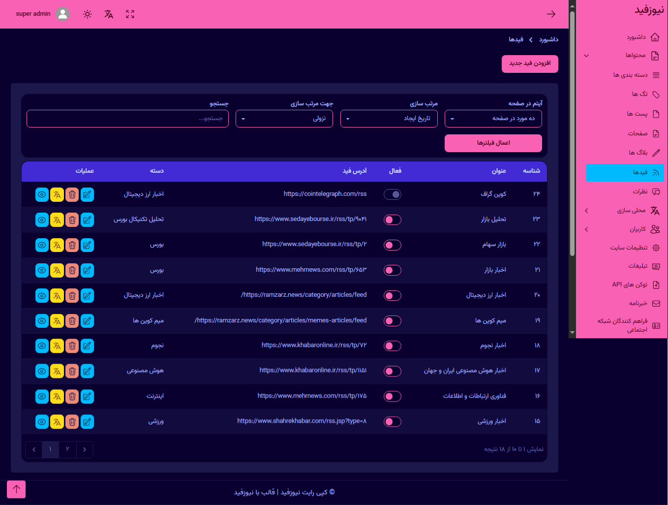 امکانات اسکریپت نیوزفید