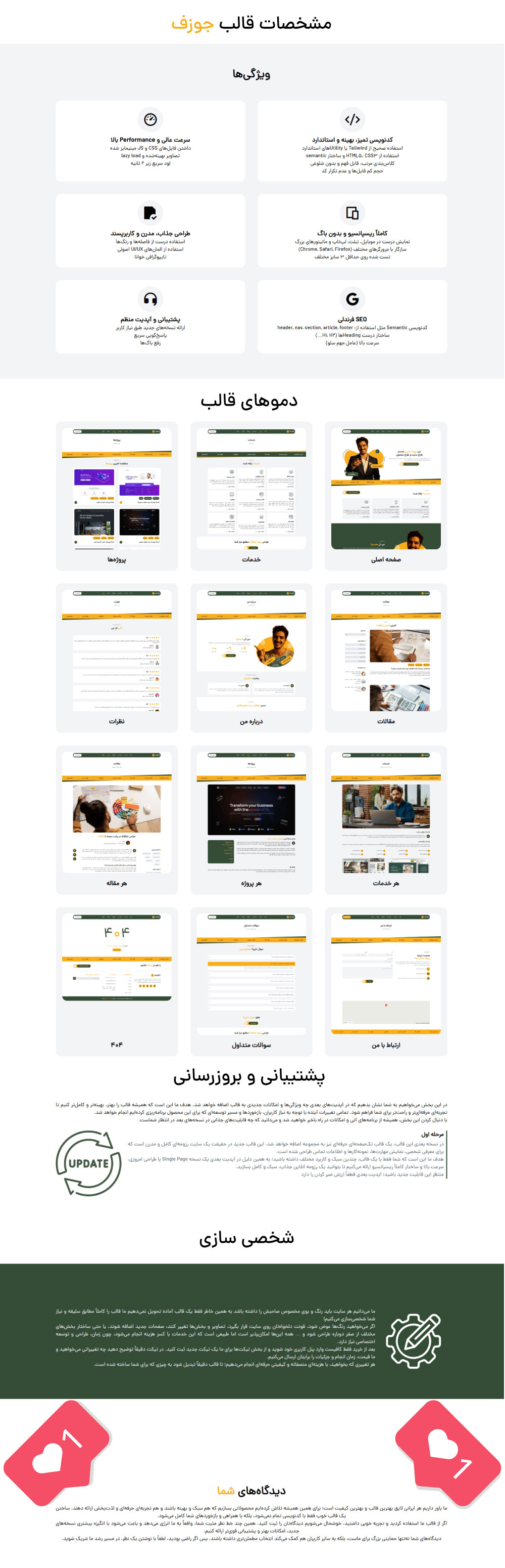 جوزف، قالب HTML شخصی