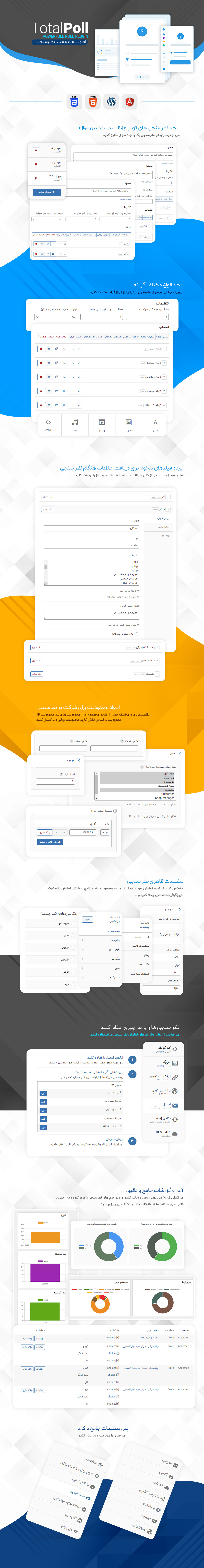 معرفی ویژگی های افزونه توتال پول افزونه total poll افزونه نظرسنجی ورپرس با امکانات کامل