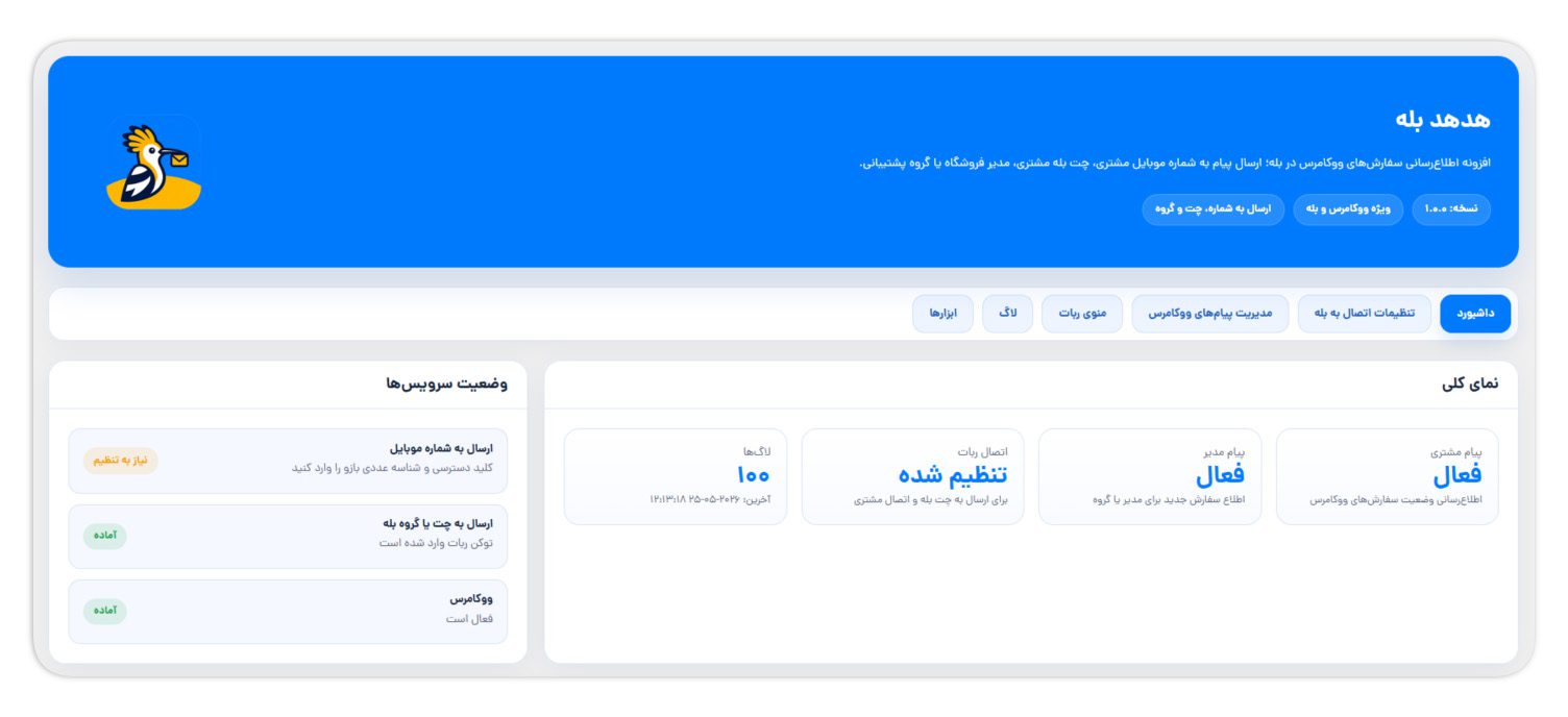 تصاویر داشبورد افزونه هدهد